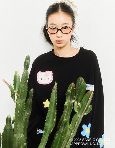 hello kitty x little sunny bite frill long tee / BLACK