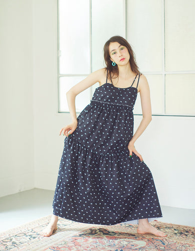 cherry long dress / BLACK