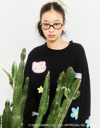 hello kitty x little sunny bite frill long tee / BLACK