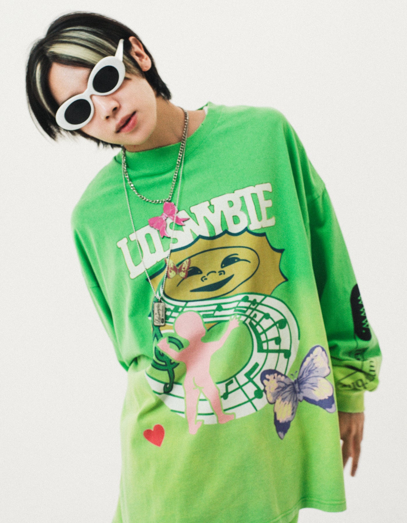 graphic gradation long tee / GREEN