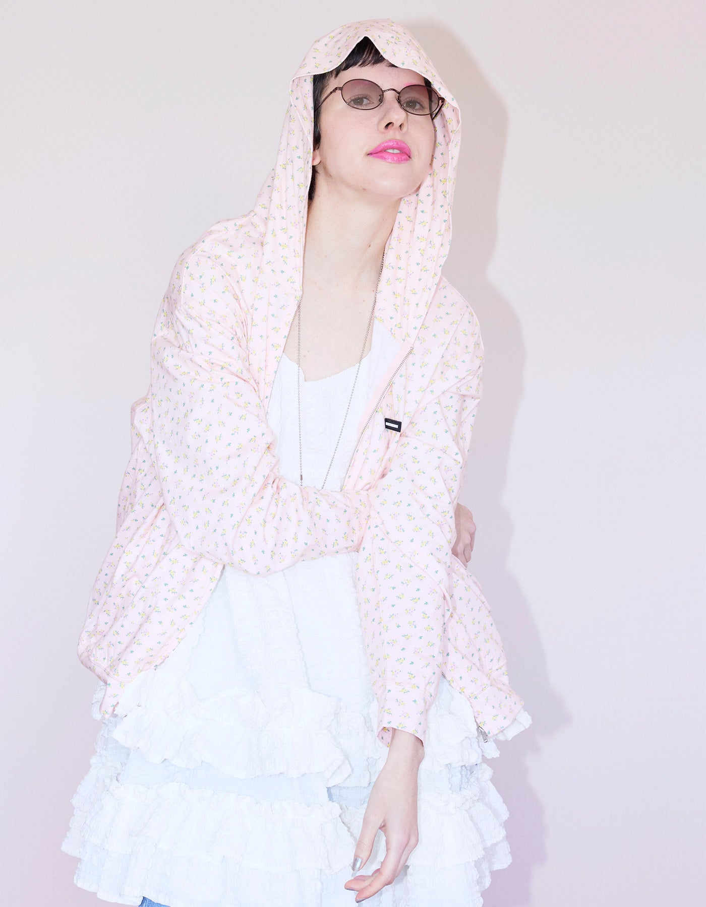 little sunny bite (リトルサニーバイト)floral light hoodie / PINK
