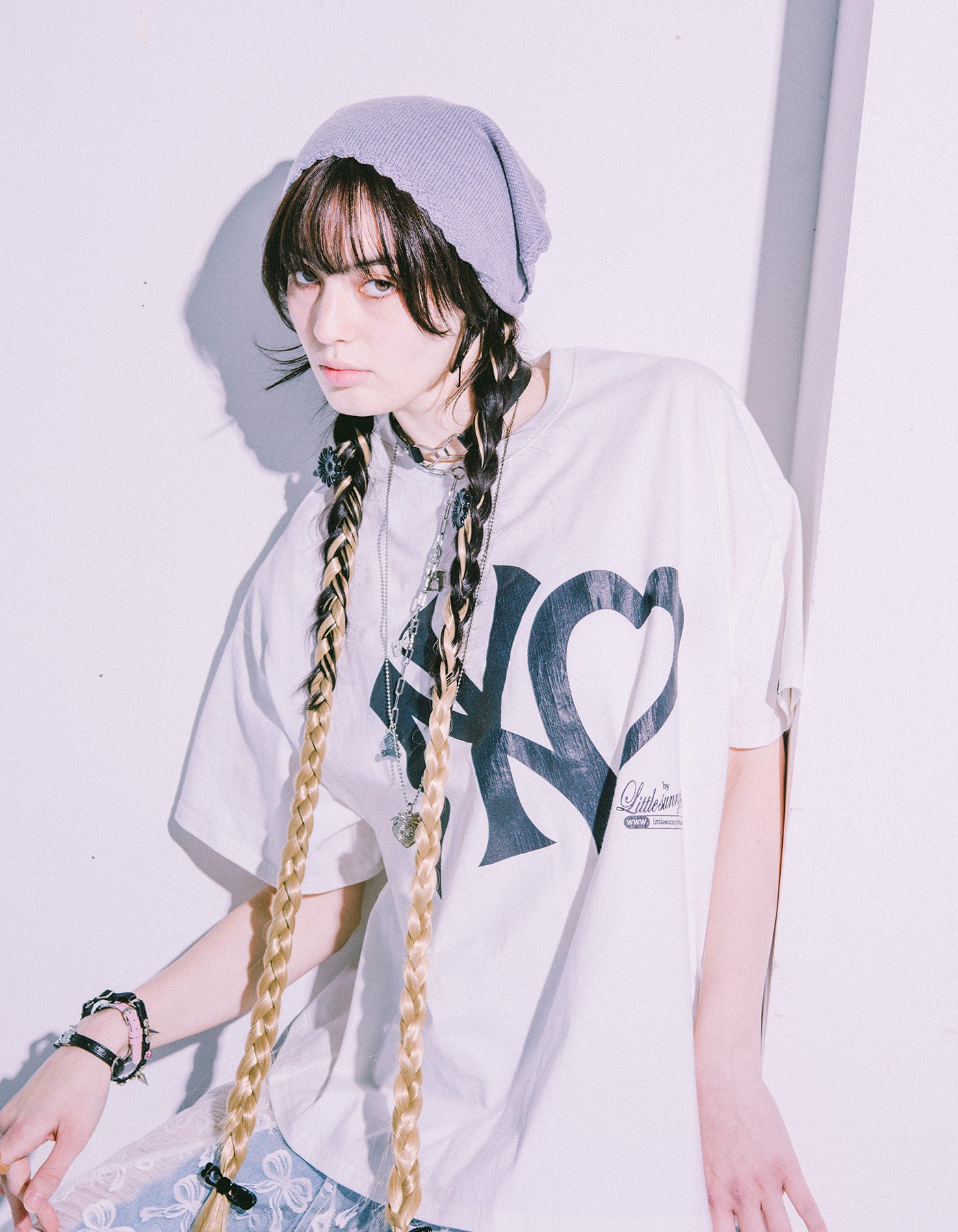 little sunny bite (リトルサニーバイト)NY ♡logo big tee / WHITE