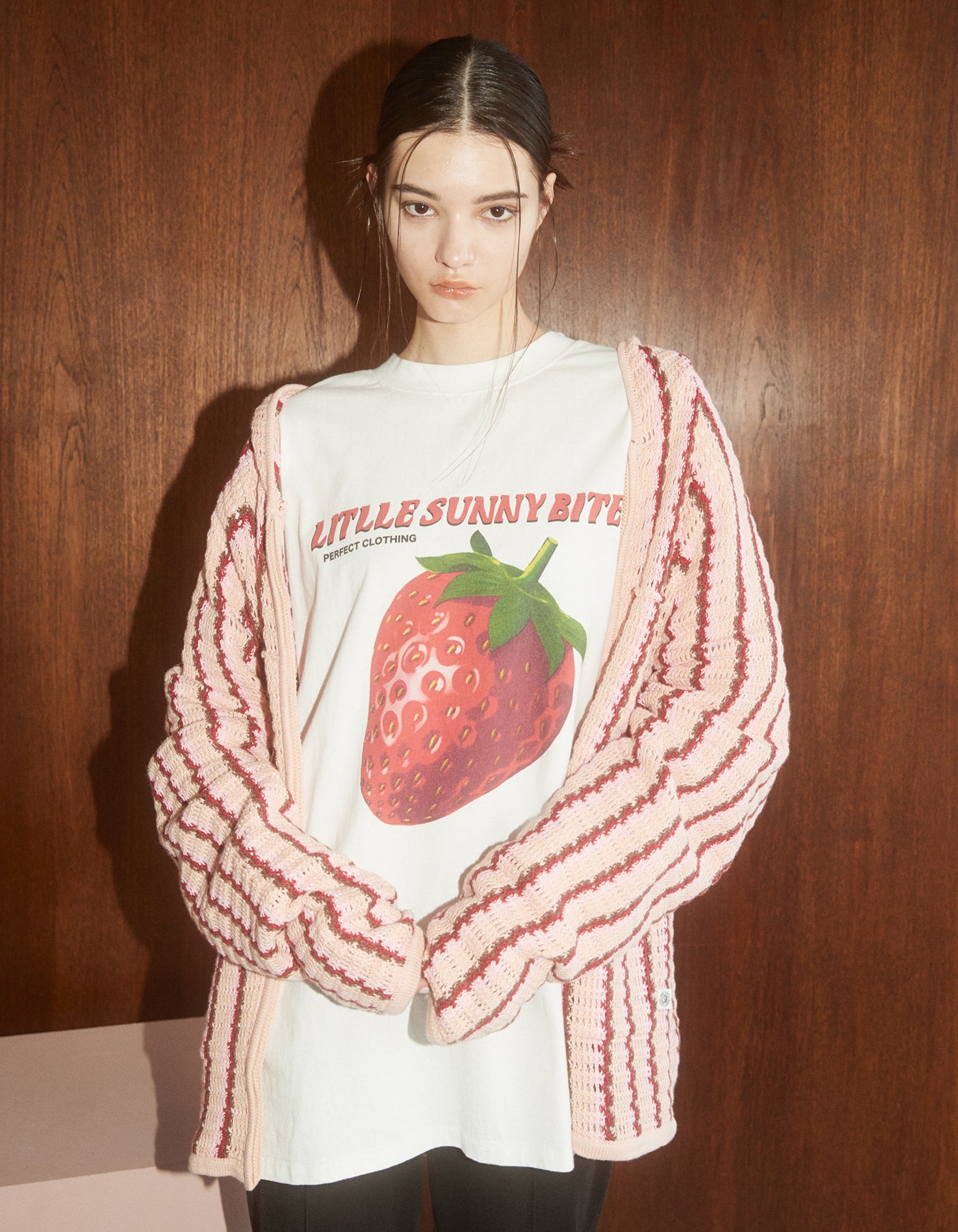 Strawberry long tee / WHITE