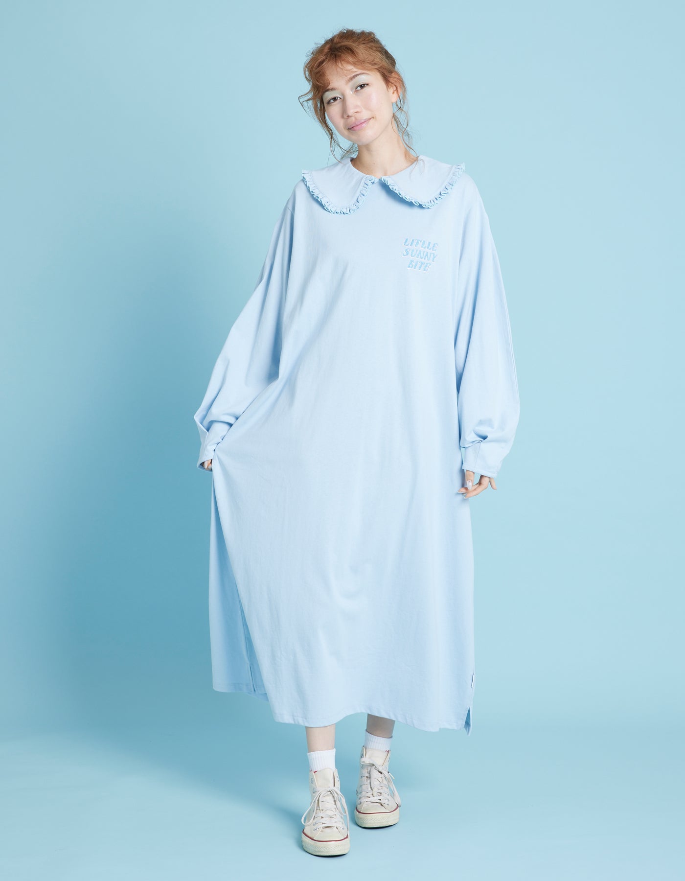 little sunny bite (リトルサニーバイト)Frill collar long tee dress