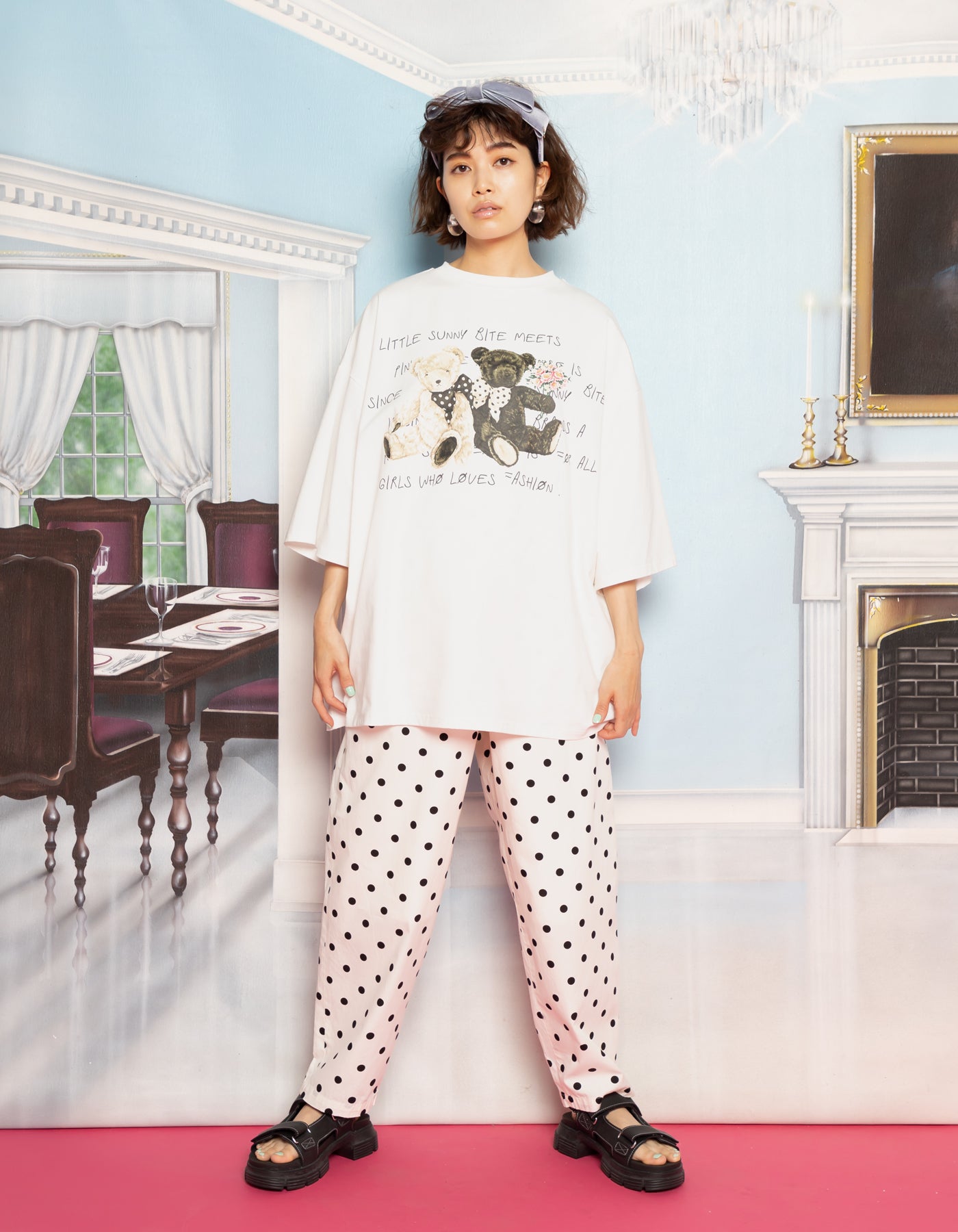 little sunny bite と pink house Coin dot pants / IVORY