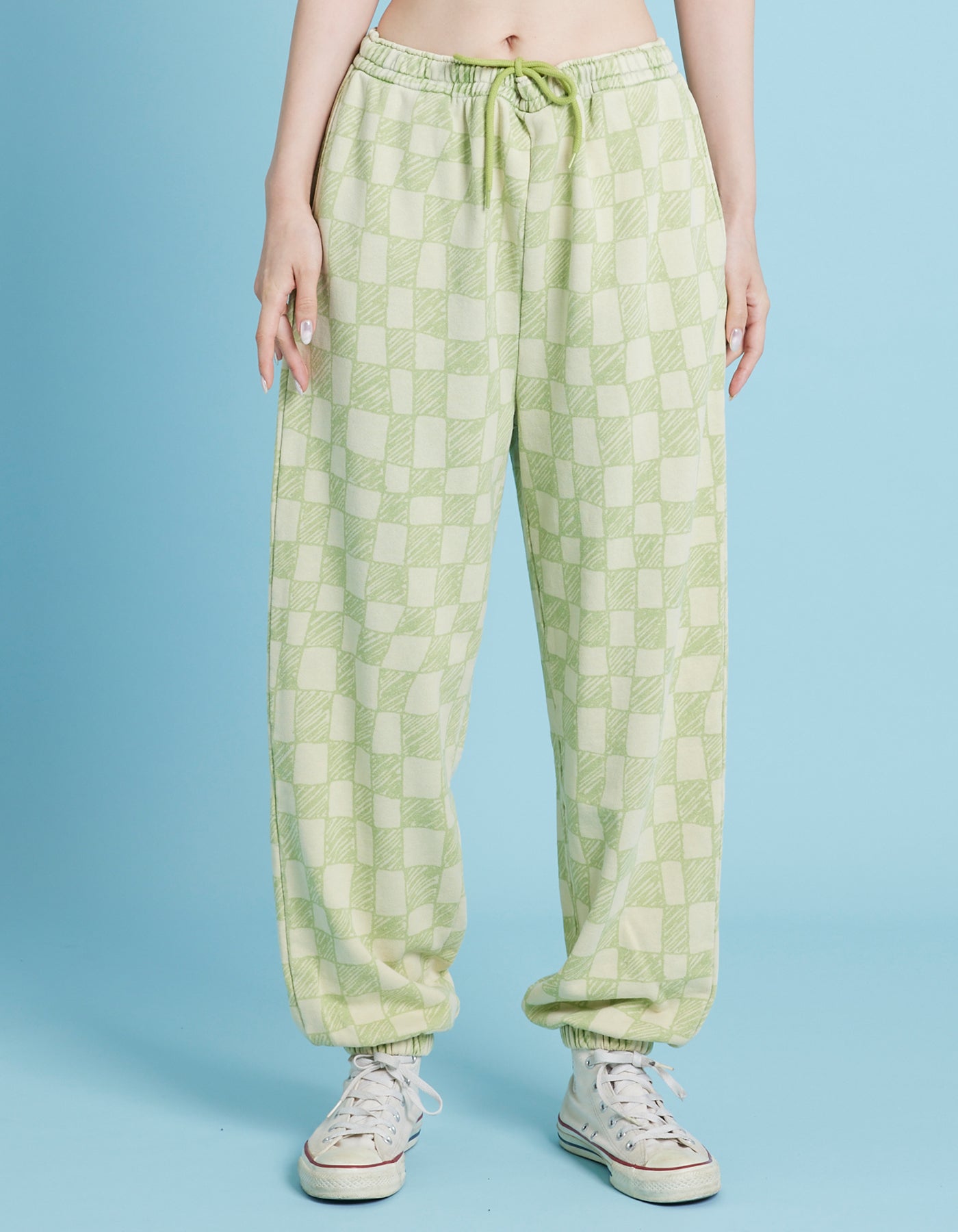 Checker sweat pants / GREEN
