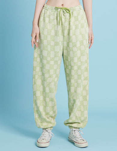 Checker sweat pants / GREEN