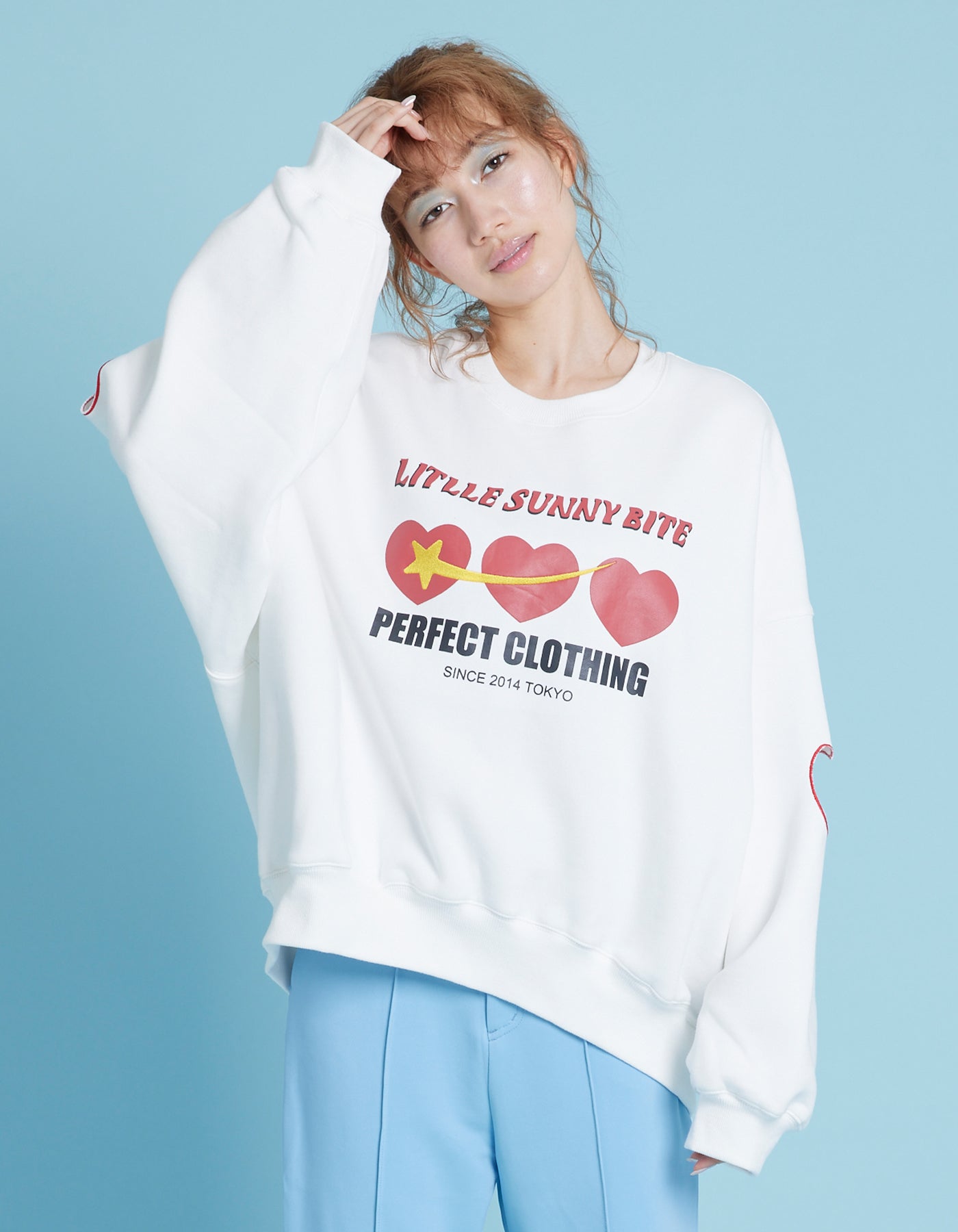 Message big sweat top / WHITE