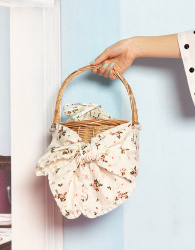little sunny bite と pink house Ribbon basket bag / IVORY