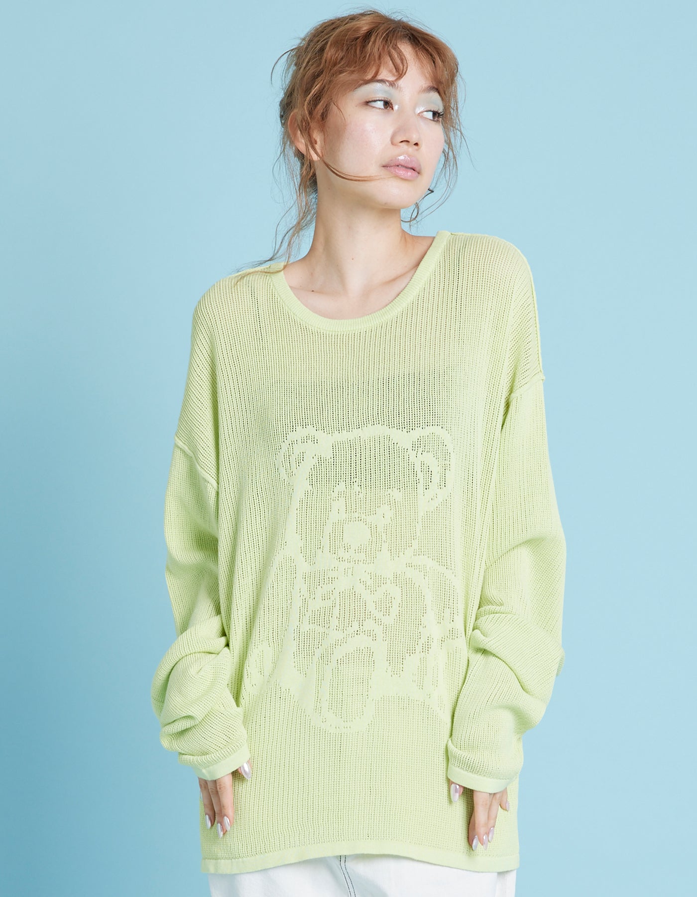 Bear knit top / GREEN