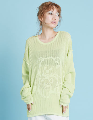 Bear knit top / GREEN