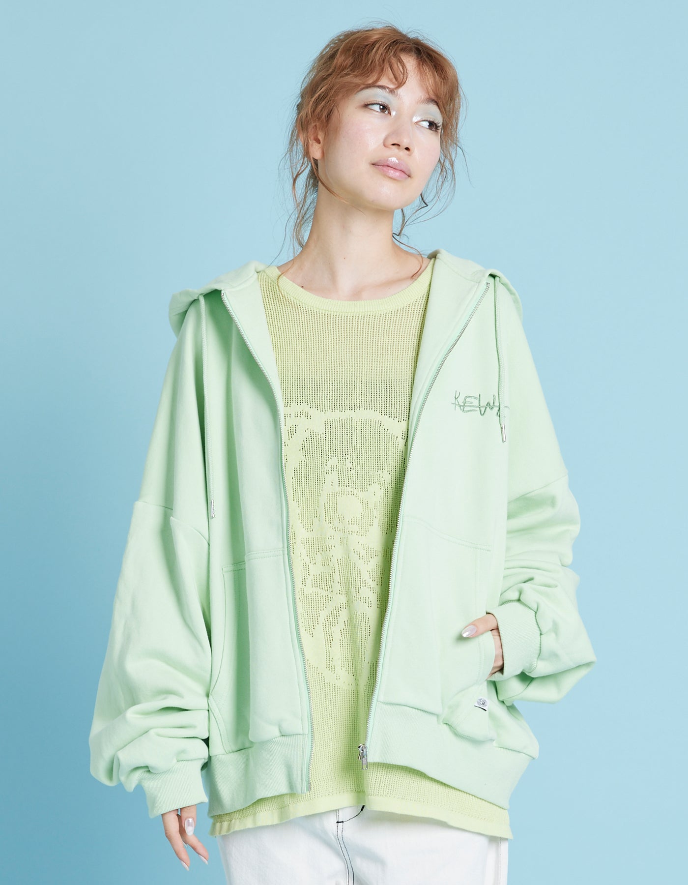 little sunny bite (リトルサニーバイト) LSB logo zip parker / GREEN