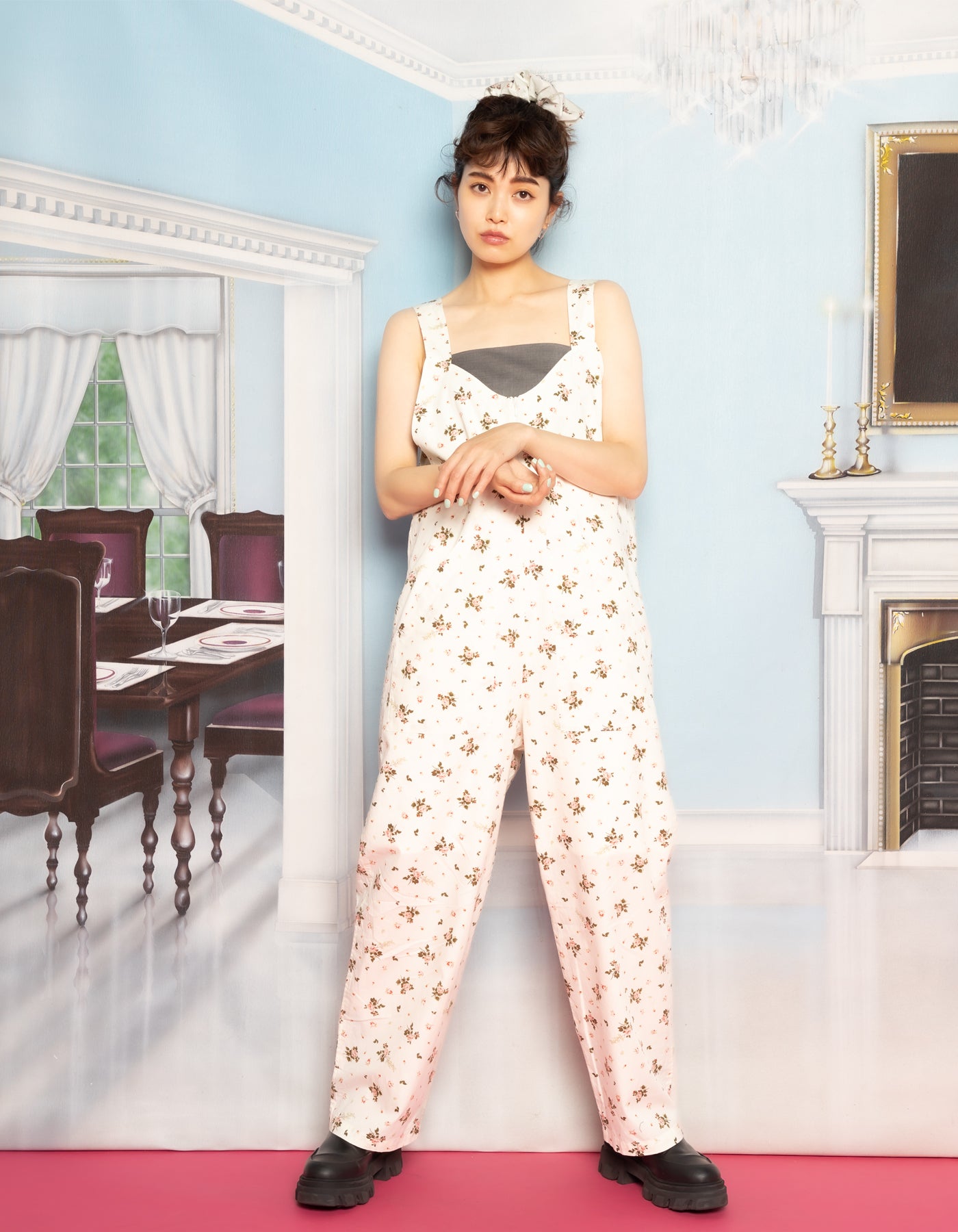 little sunny bite と pink house LSB floral all in one / IVORY