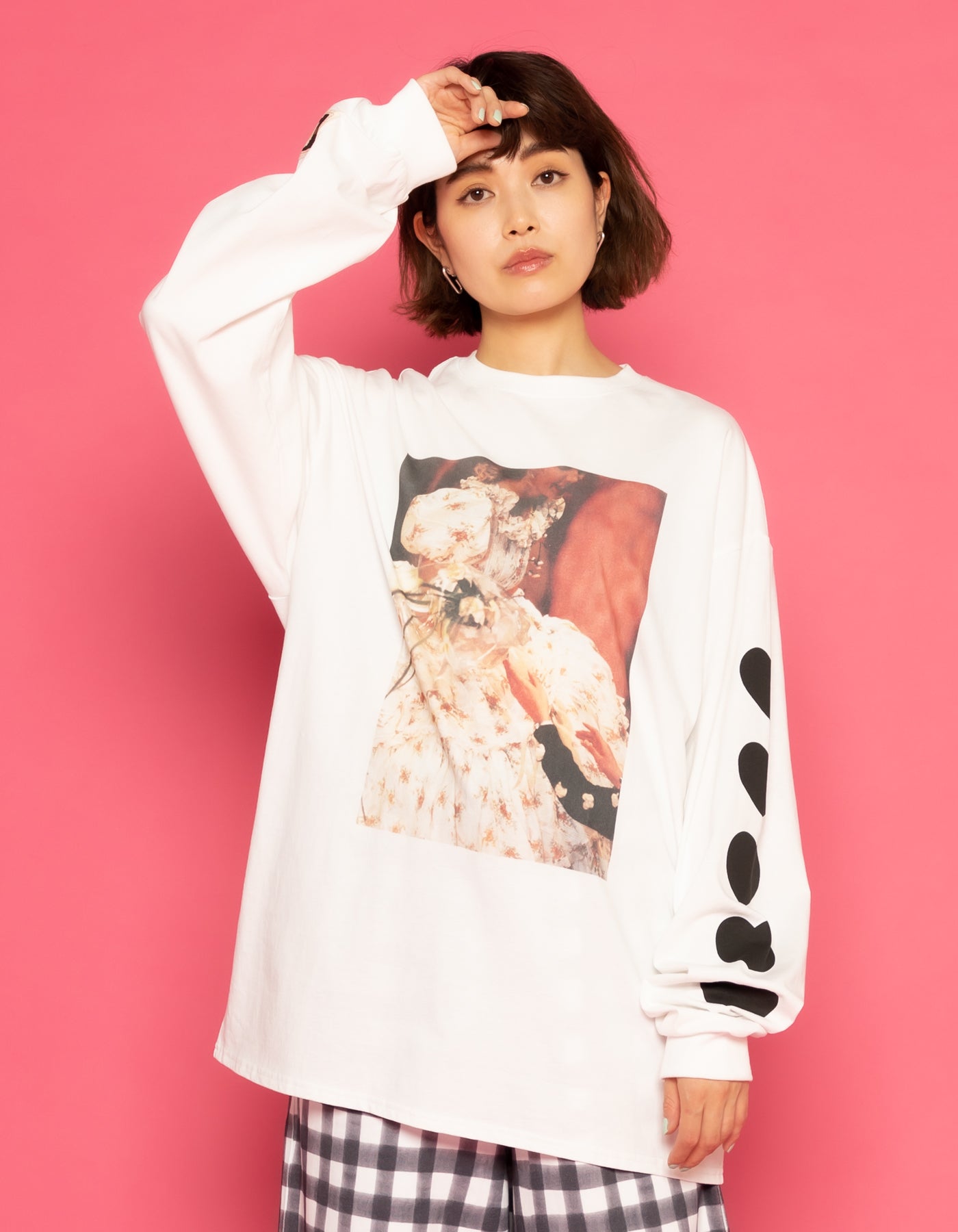 little sunny bite と pink house Pinkhouse photo long tee / WHITE