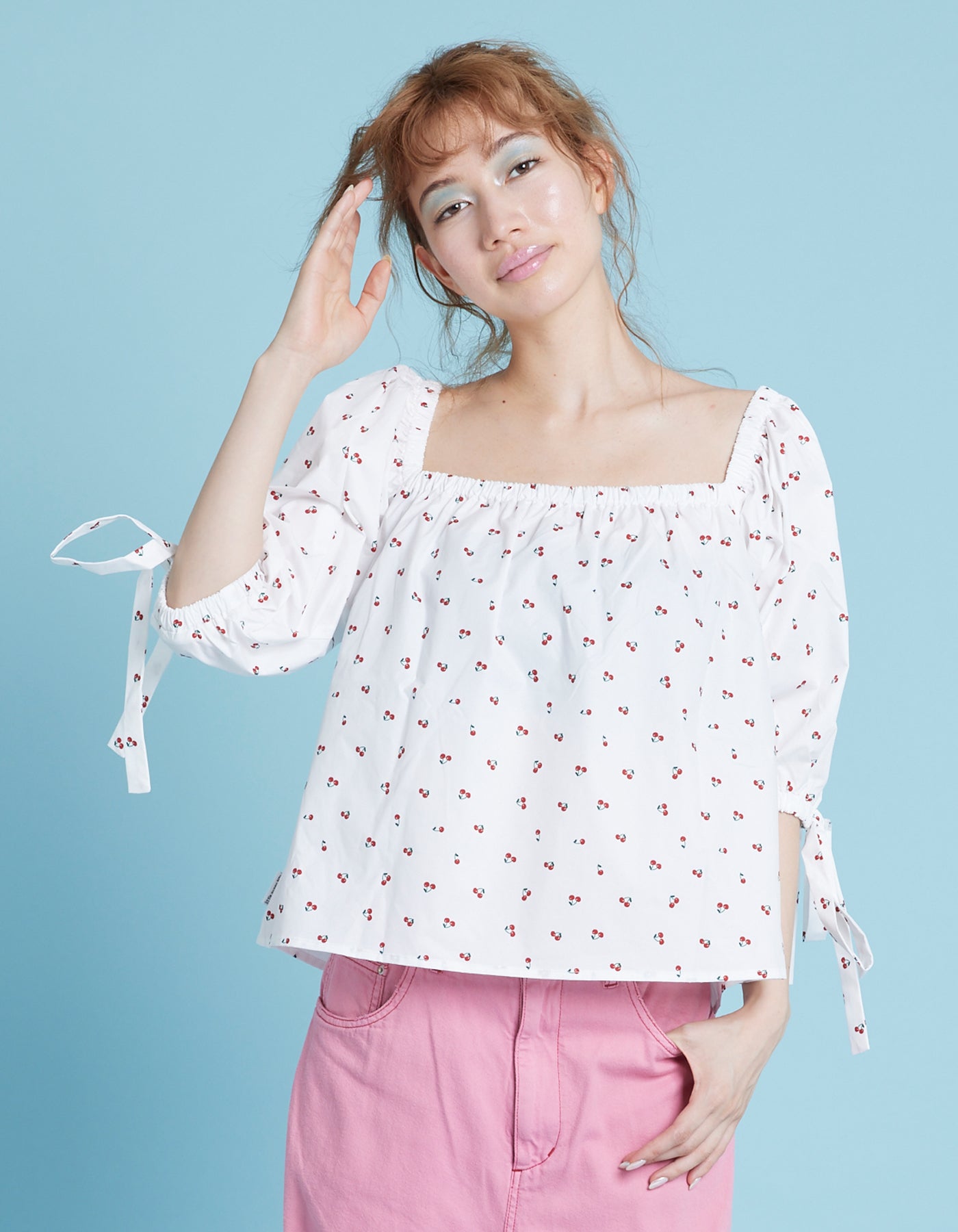Cherry mini blouse / WHITE