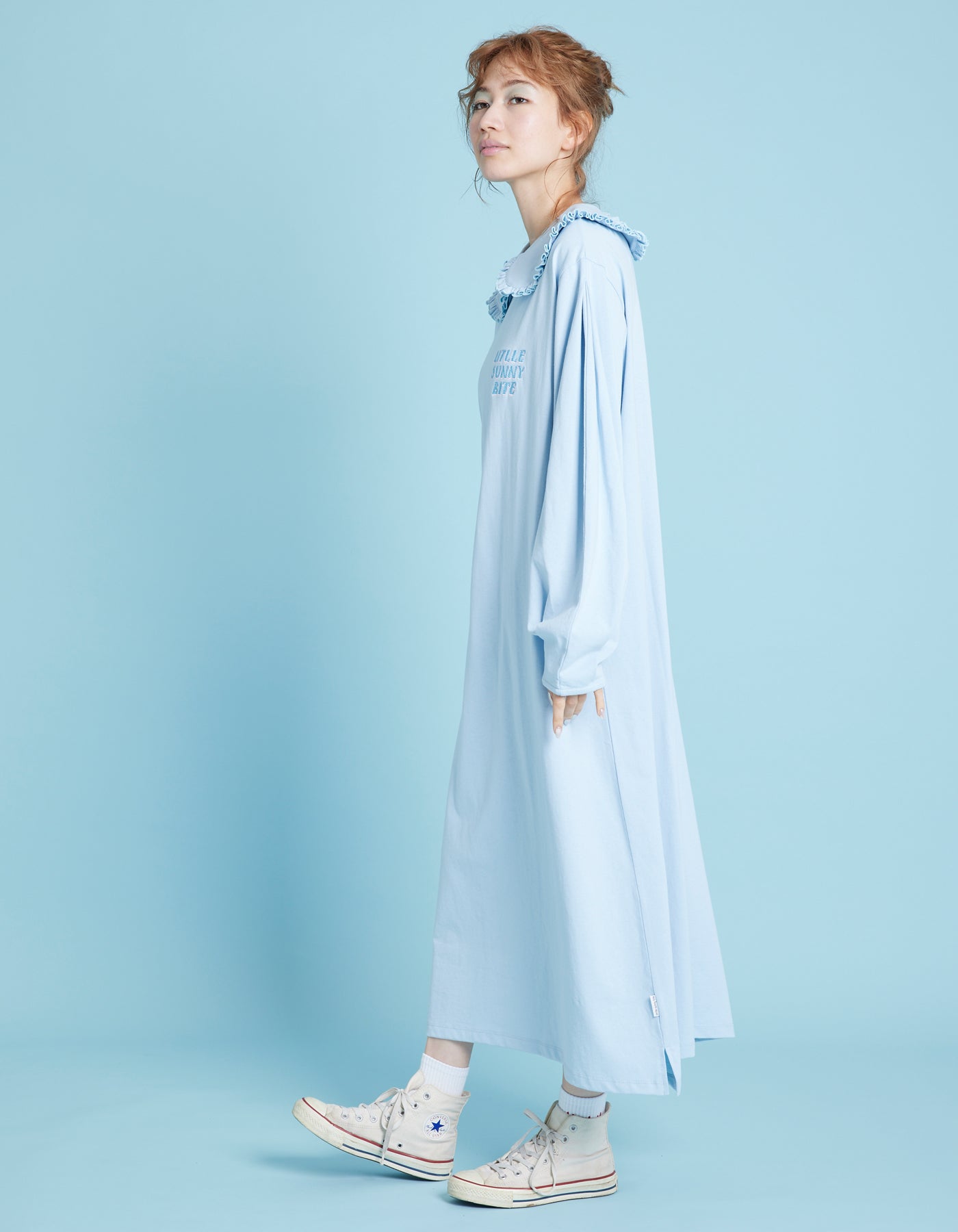 little sunny bite (リトルサニーバイト)Frill collar long tee dress