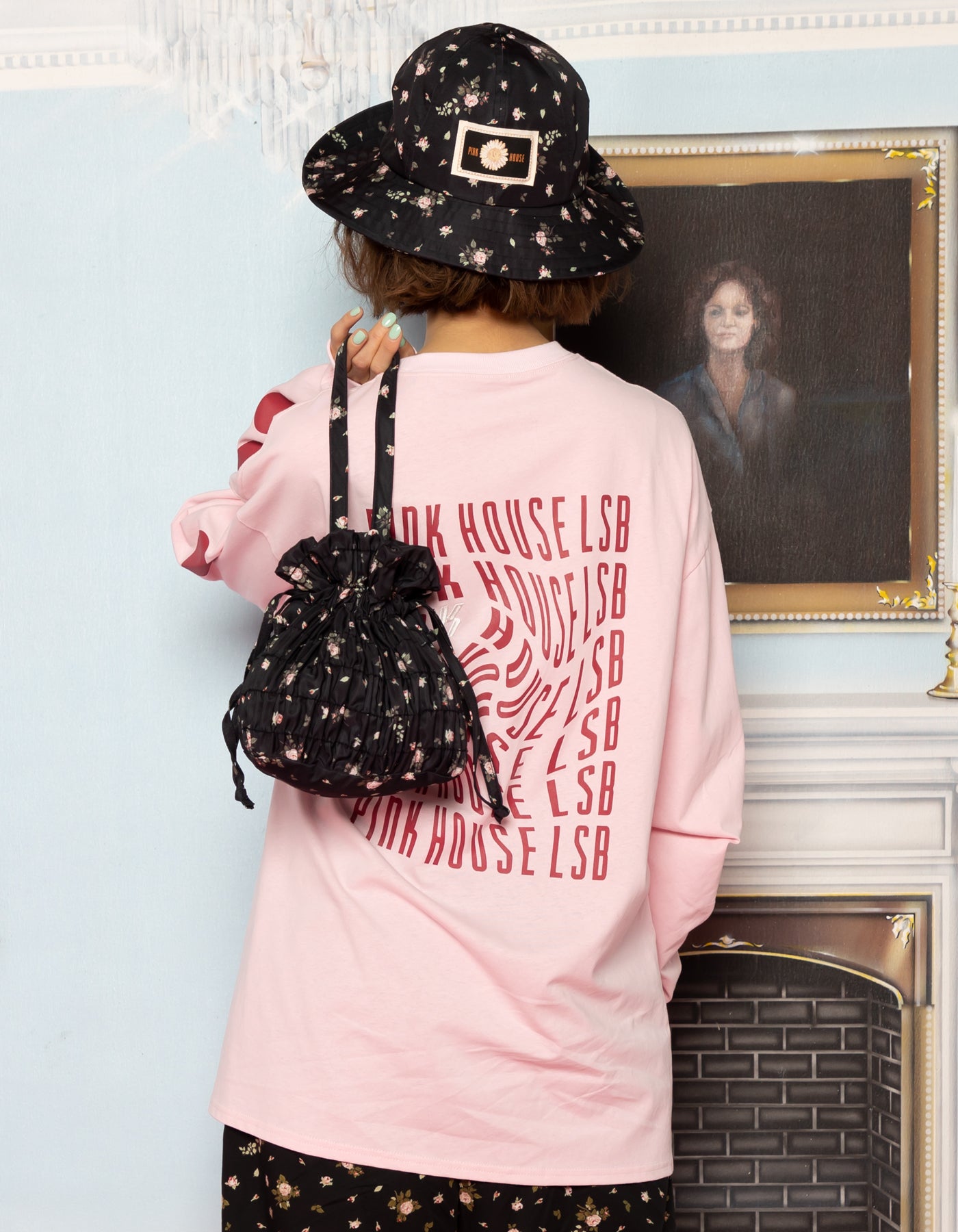 little sunny bite と pink house Pinkhouse photo long tee / PINK