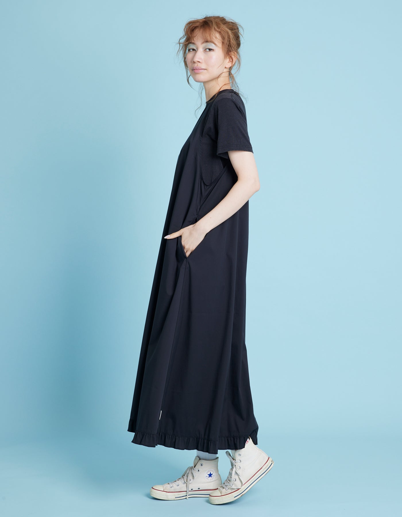 little sunny bite (リトルサニーバイト)No sleeve long dress / BLACK