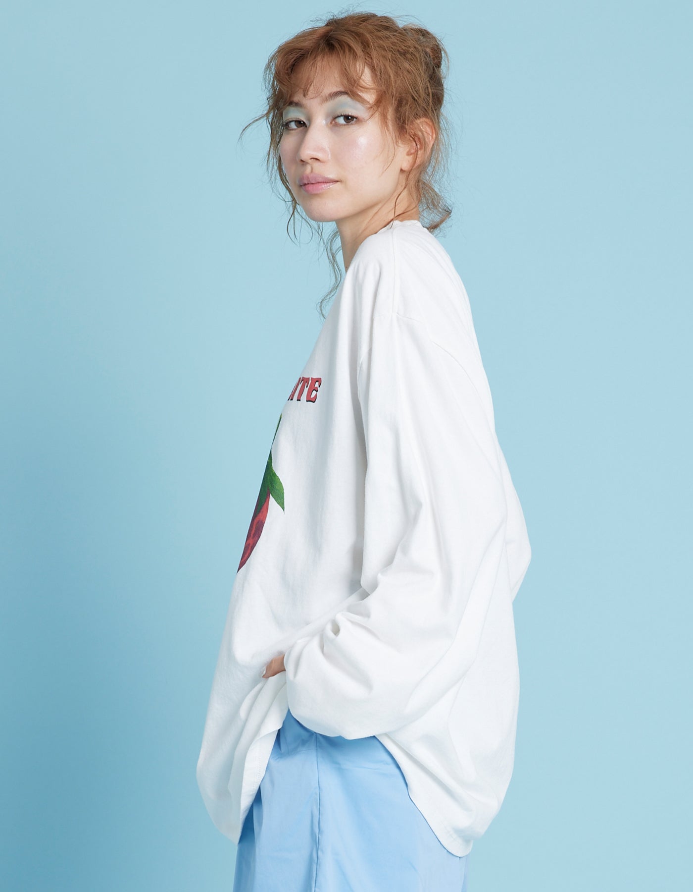 Strawberry long tee / WHITE