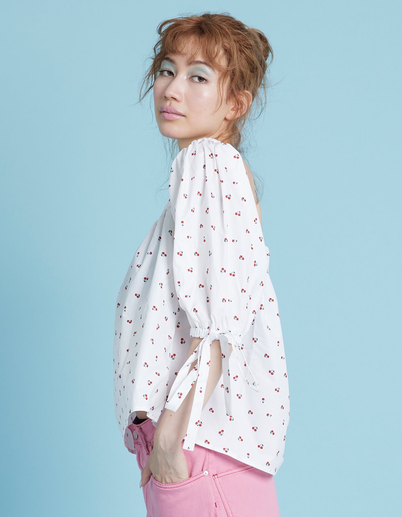 Cherry mini blouse / WHITE