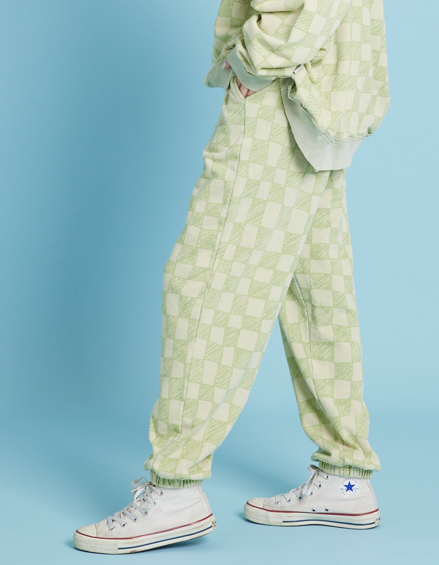 Checker sweat pants / GREEN