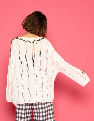 little sunny bite と pink house Floral mesh cardigan / IVORY