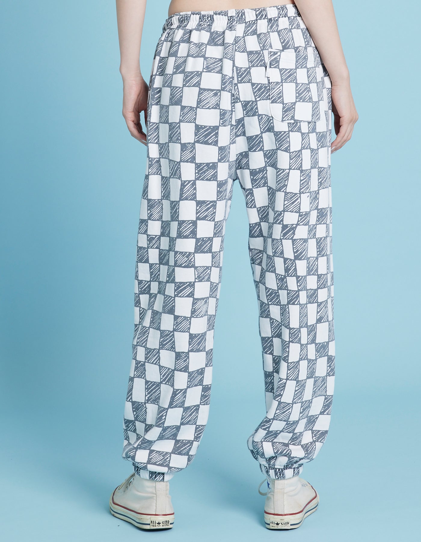 Checker sweat pants / WHITE