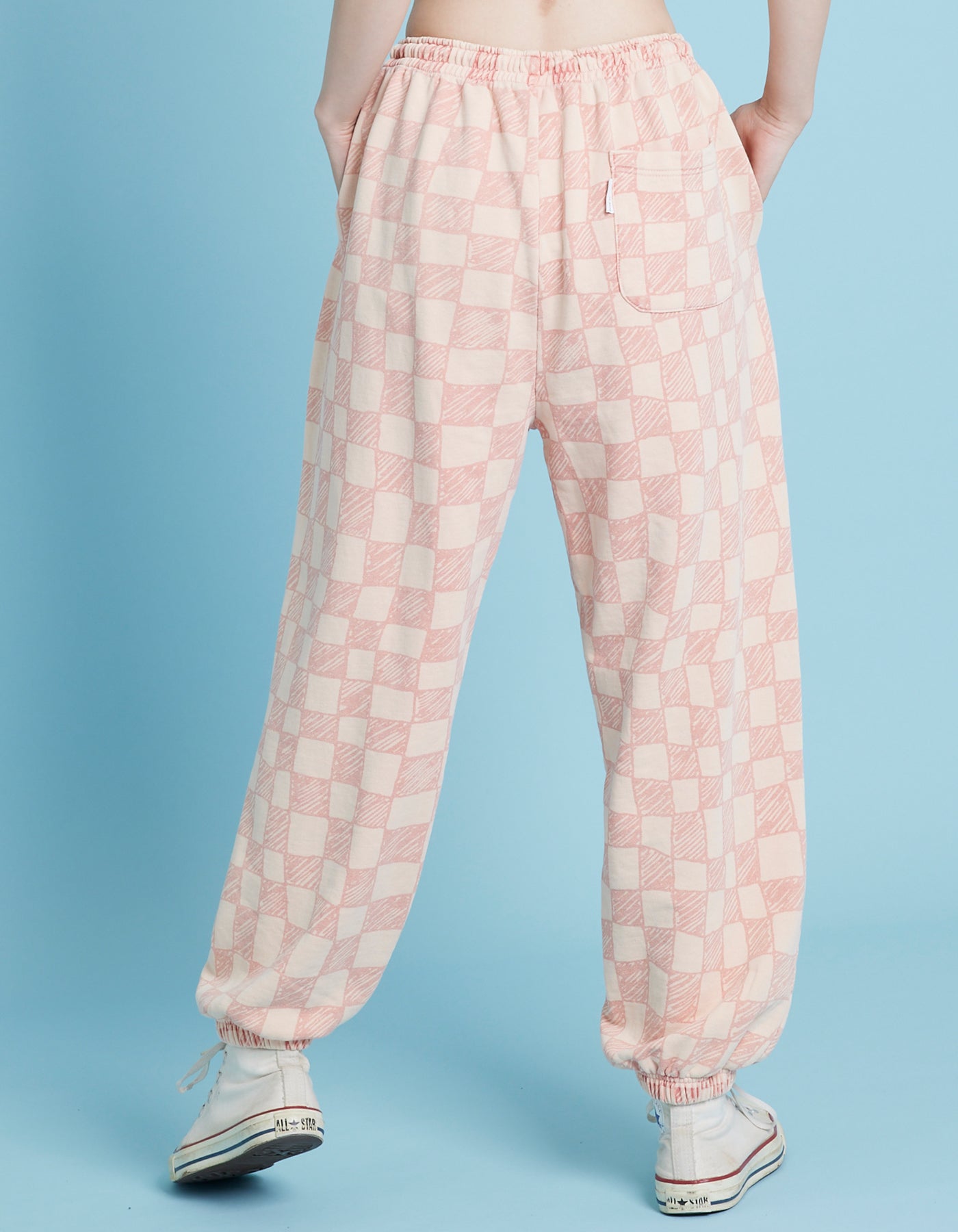 Checker sweat pants / PINK