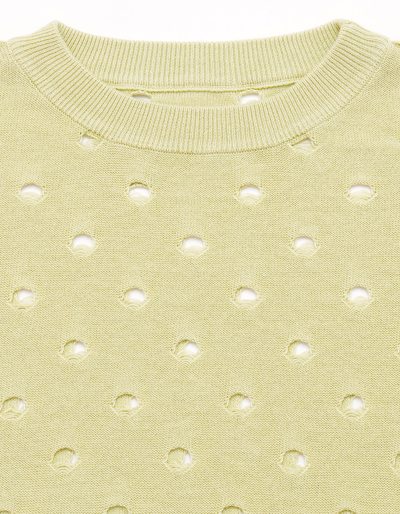 Perforated short knit top / GREEN