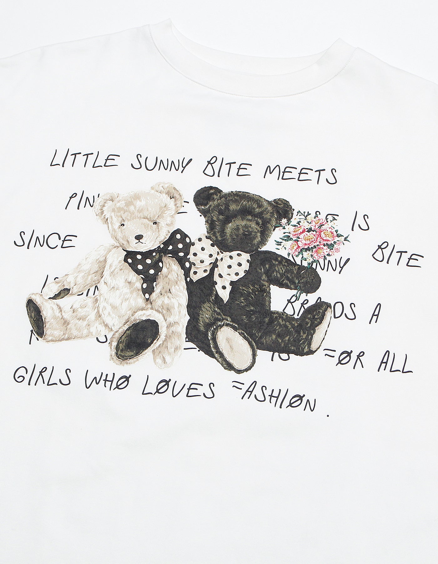 little sunny bite と pink house Bear message big tee / WHITE
