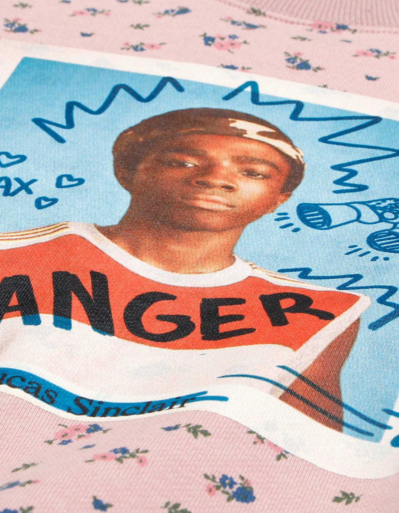 STRANGER THINGS × little sunny bite Lucus flower print sweat top / PINK