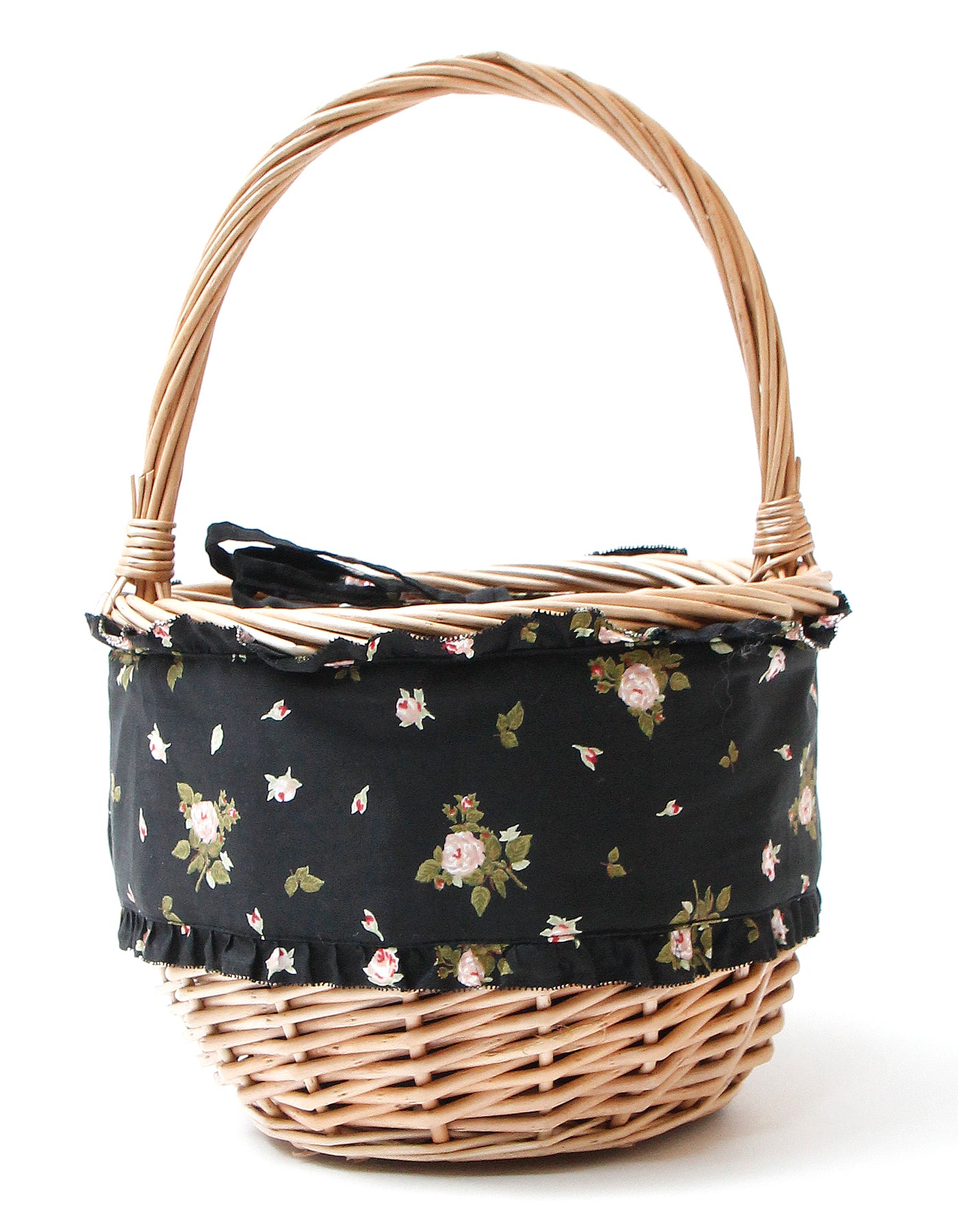 little sunny bite と pink house Ribbon basket bag / BLACK