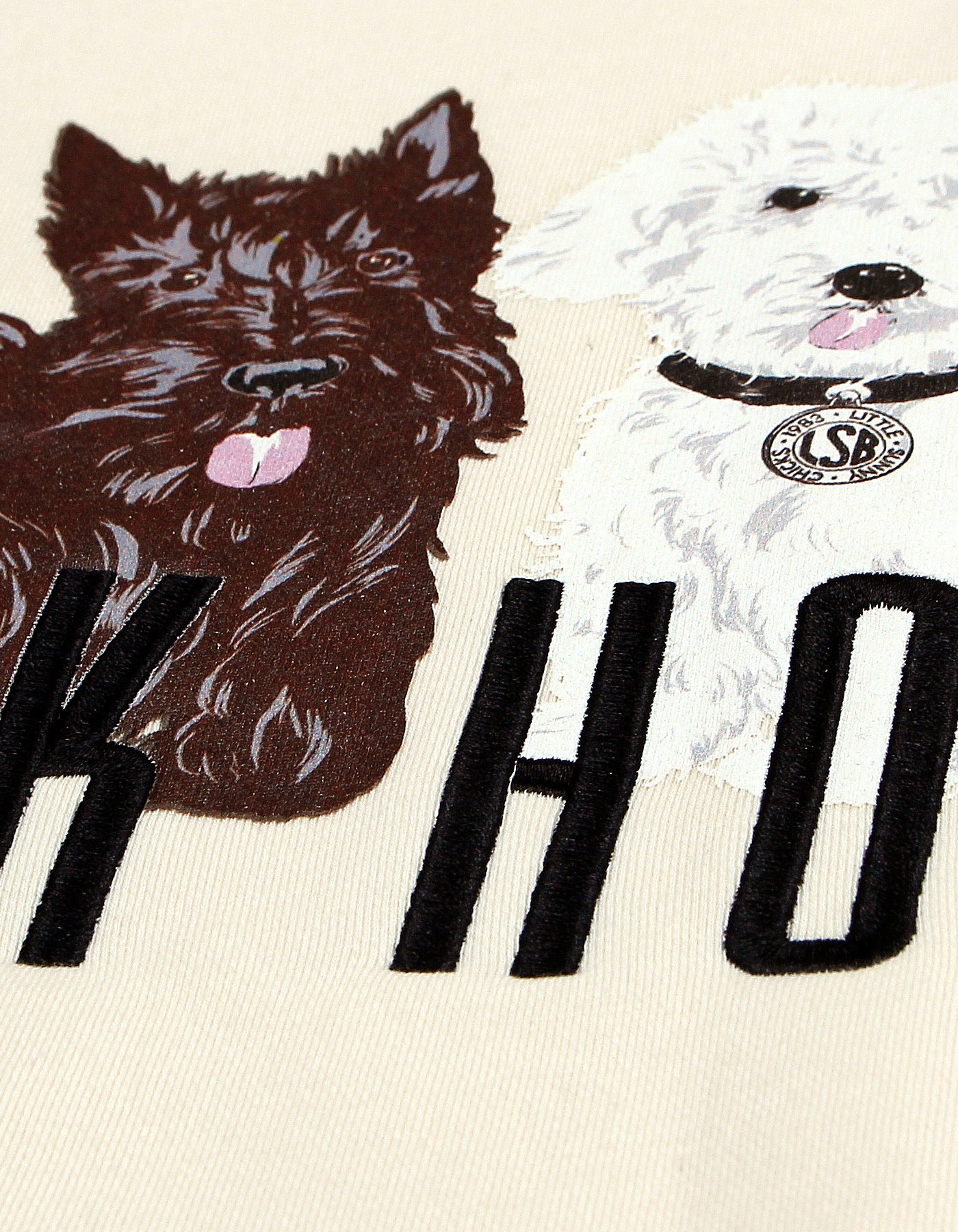 little sunny bite と pink house Dog print sweat top / WHITE