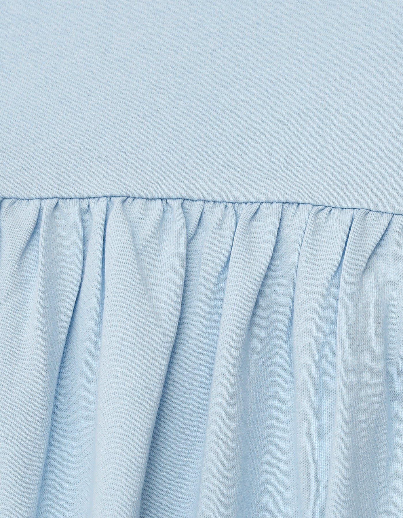 Gathered long tee mini dress / BLUE