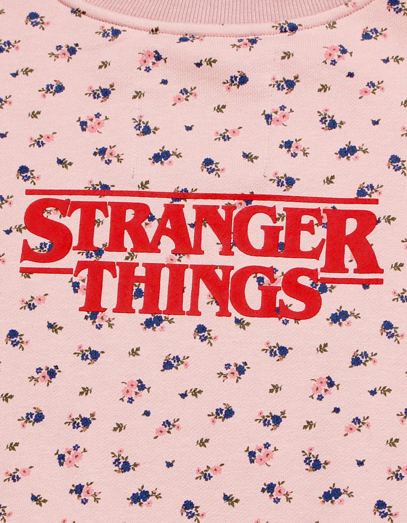 STRANGER THINGS × little sunny bite Lucus flower print sweat top / PINK