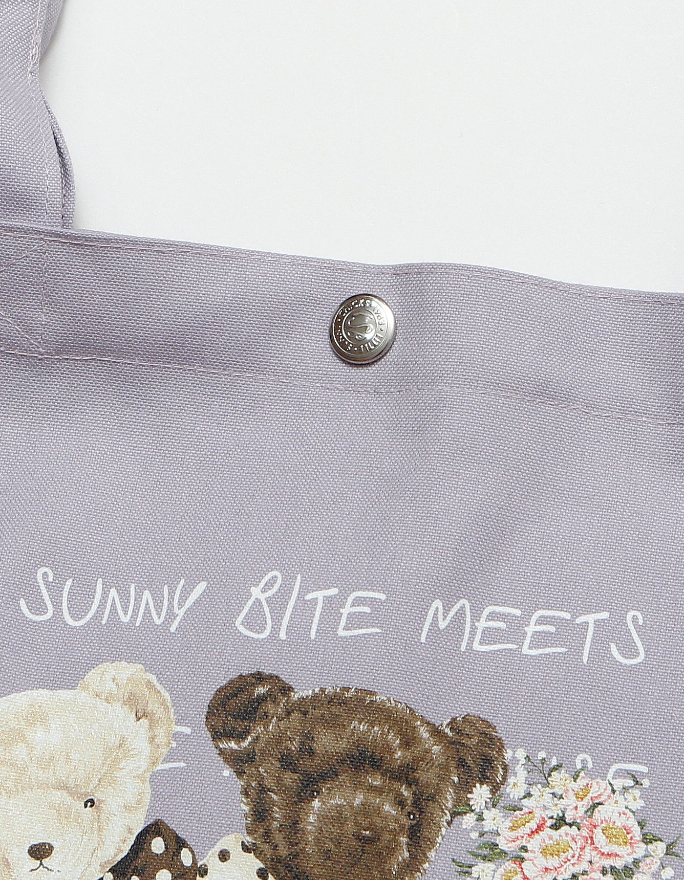 little sunny bite と pink house Bear message tote bag / LAVENDER