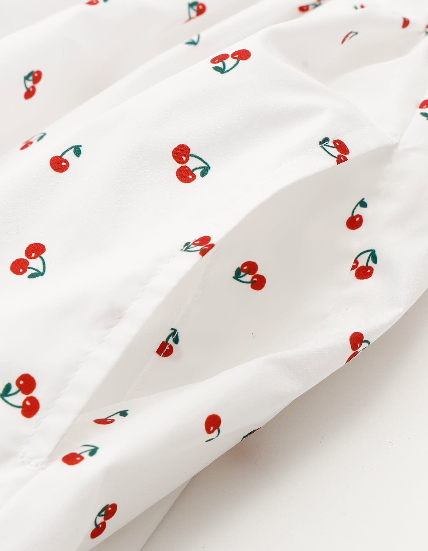 Cherry puff mini dress / WHITE
