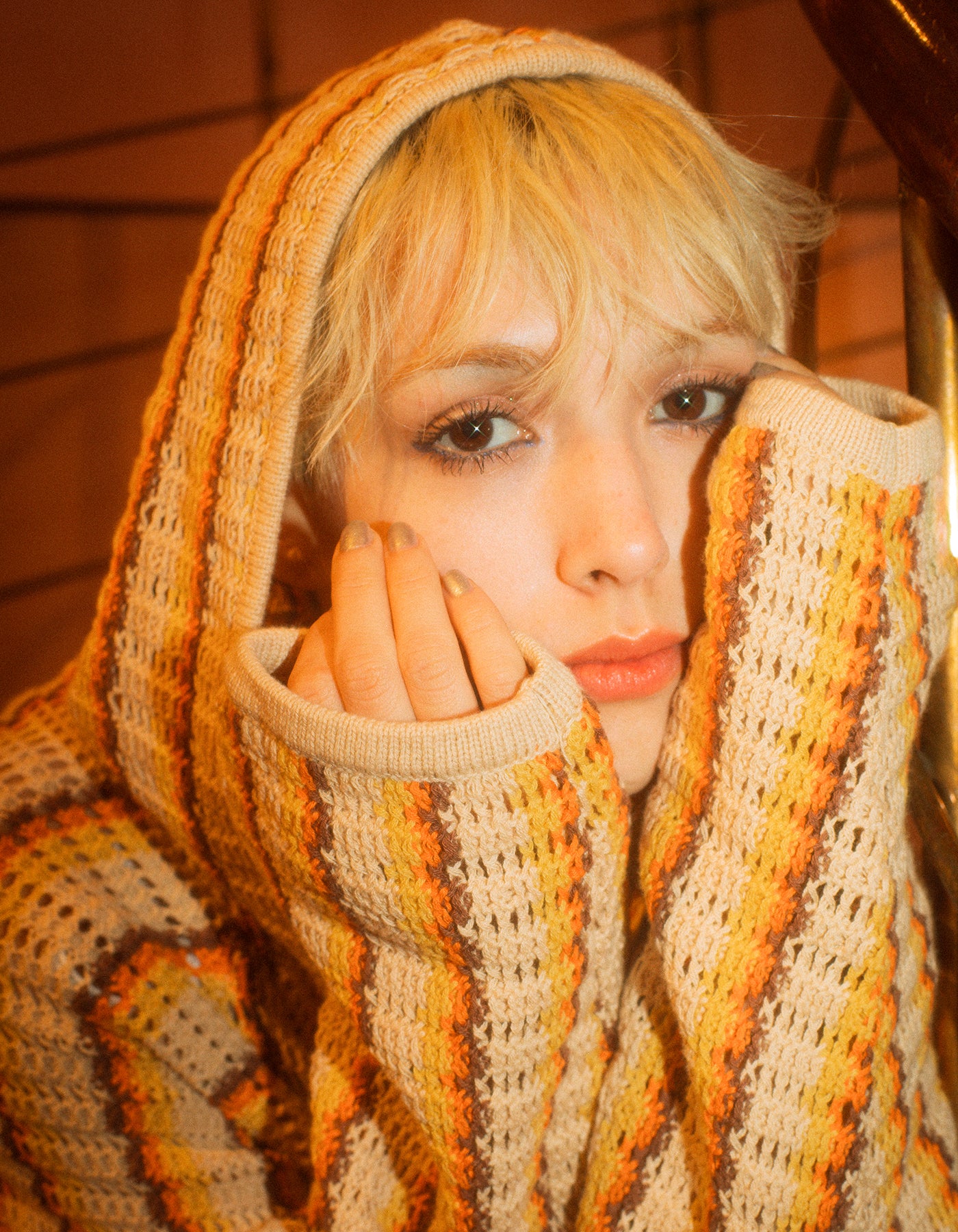 little sunny bite (リトルサニーバイト)Knitting hoodie / BEIGE